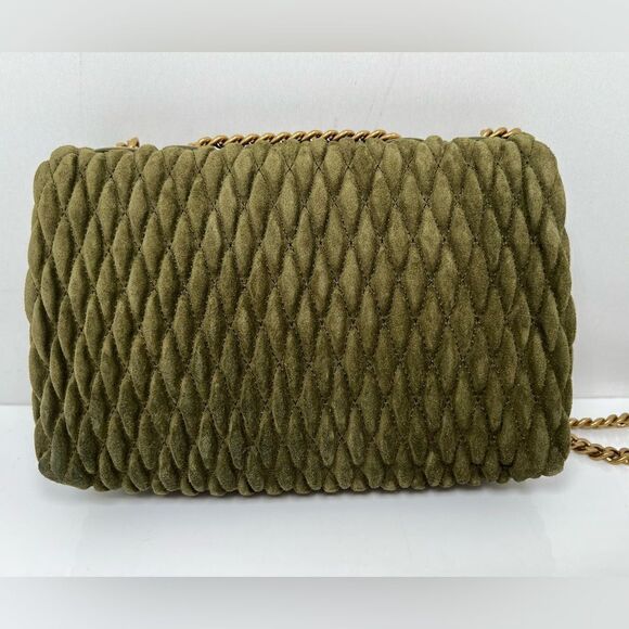 Tory Burch Kira Ruched Small Convertible Shoulder Bag Velvet Green - Picture 6 of 12